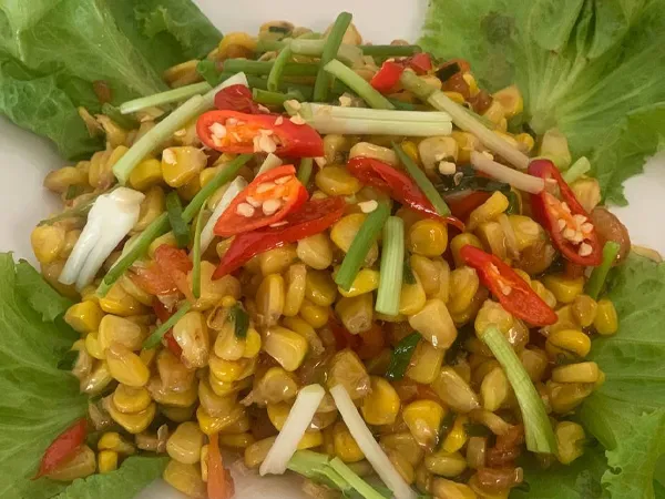 Fried corn with shrimp